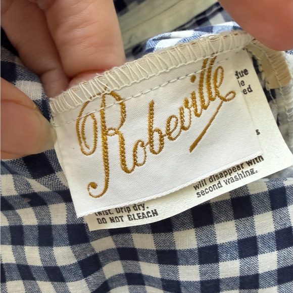 Vintage navy Gingham Maxi Dress Cottagecore French Countryside Prarie ruffle tie - Picture 4 of 7